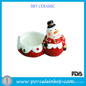 Christmas Snowman Porcelain Candle Holder